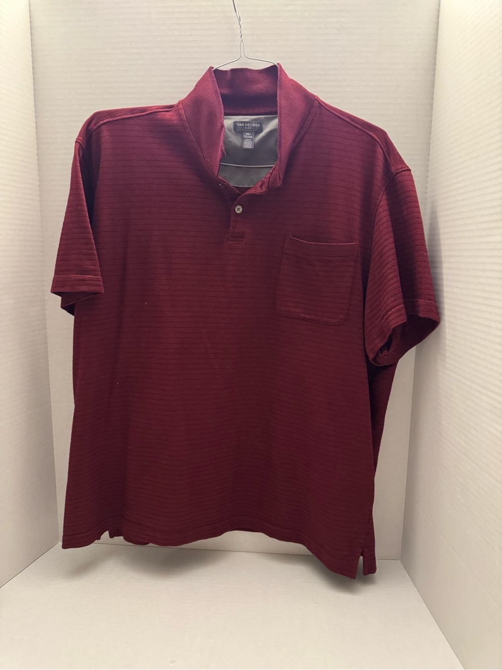 Van Heusen FLEX Men's Textured Polo Shirt – Maroon, Size XXL